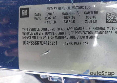 2013 Buick Verano Leather Group z USA, uszkodzony, nr VIN 1G4PS5SK7D4178261